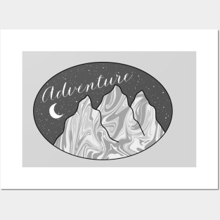 Adventure Moon and Mountains in an Oval, Made by EndlessEmporium Posters and Art